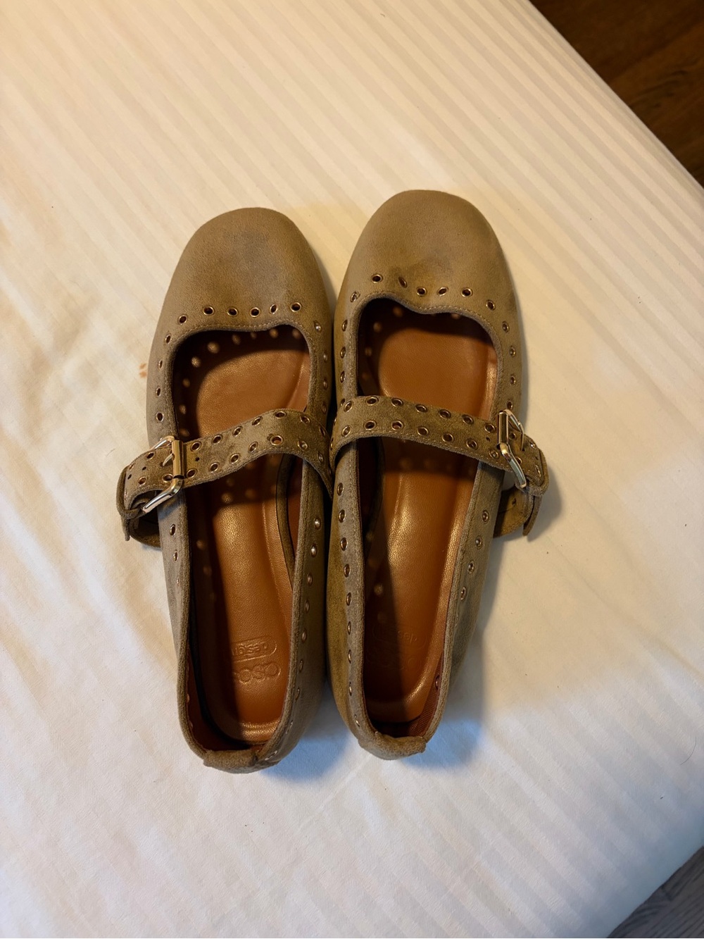 ASOS Design Taupe Suede Mary Jane Flats with Buckle - Picture 3 of 4